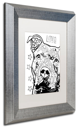 Dean Russo 'Thoughtful Pitbull CB 1' Art, Silver Frame, White Mat, 11x14