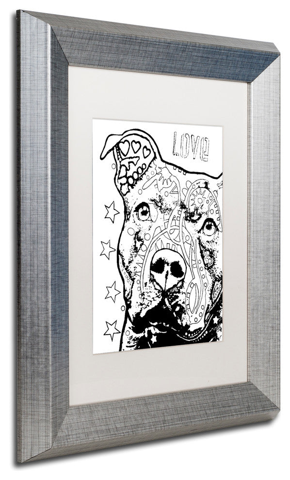 Dean Russo 'Thoughtful Pitbull CB 1' Art, Silver Frame, White Mat, 11x14