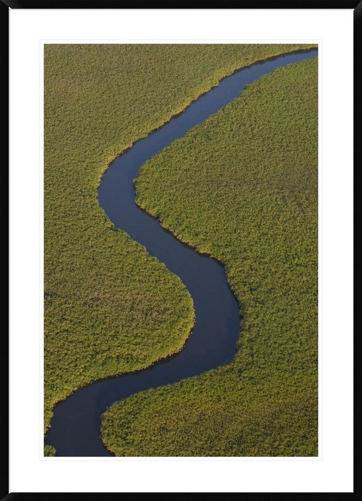 "Papyrus swamps and channel, aerial view, Africa"  by Pete Oxford, 32x44"