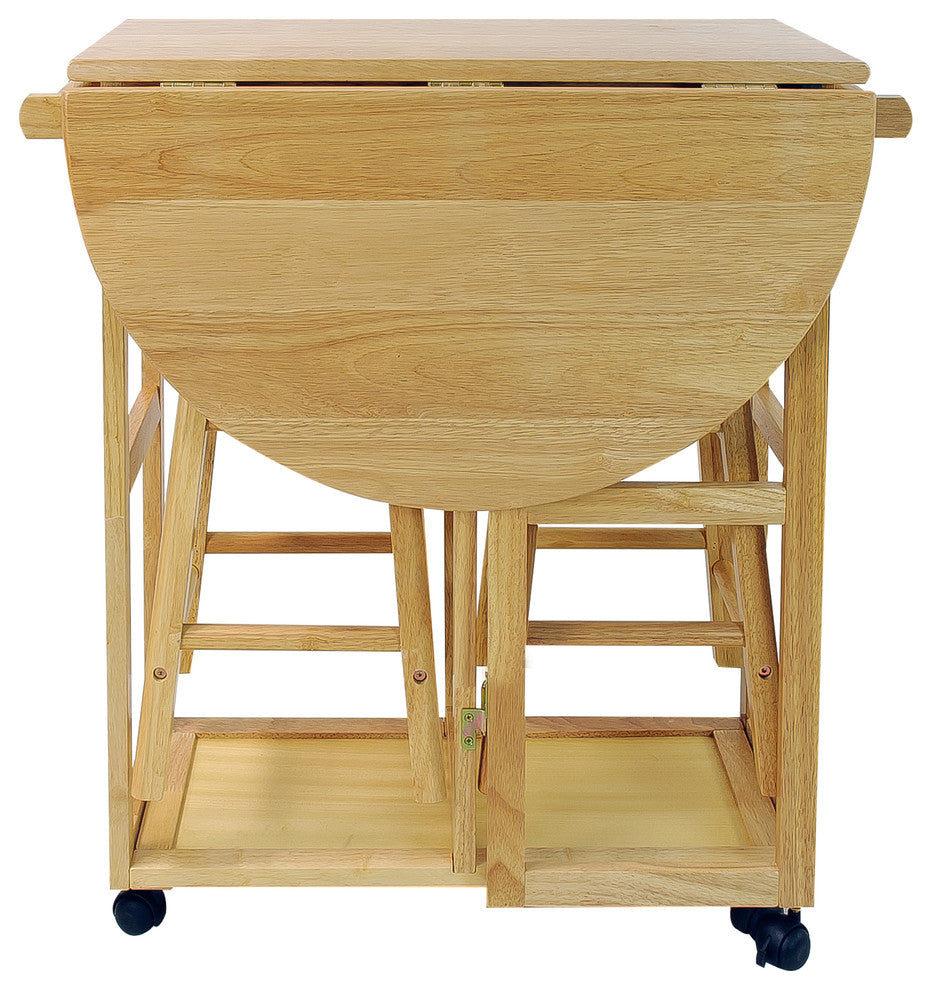 Breakfast Cart With Drop Leaf Table, Natural