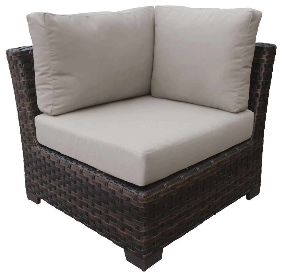 kathy ireland River Brook 8 Piece Wicker Patio Furniture Set, Almond