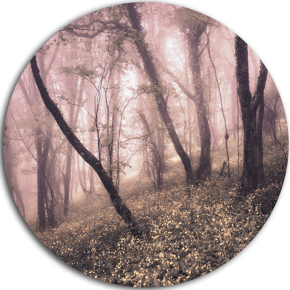 Vintage Autumn Landscape, Modern Photo Round Metal Wall Art, 11"