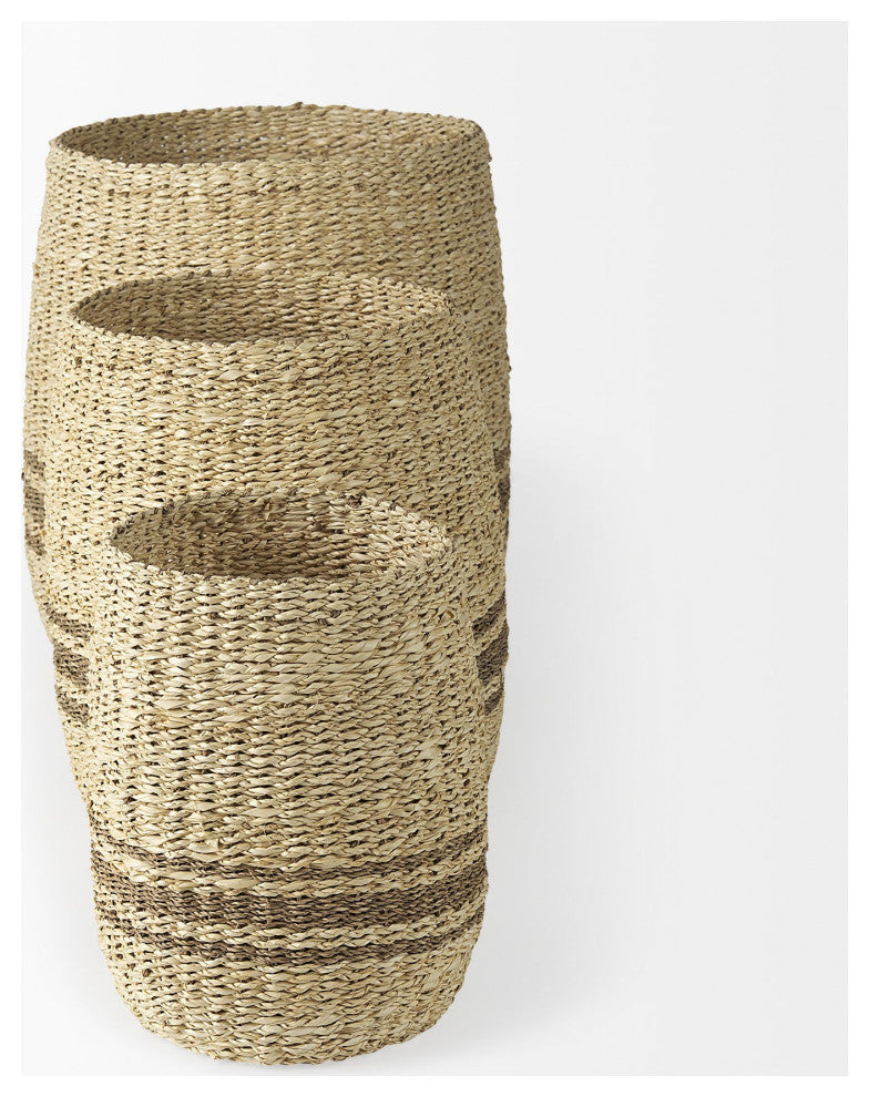 Set of Three Detailed Wicker Storage Baskets