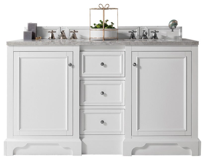 James Martin 825-V60D-BW-3AF De Soto 60" Double Vanity w/ Solid Surface Top