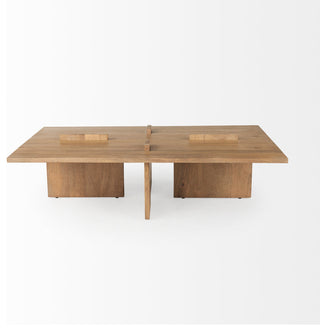 Aida 56x34x15 Wood Rectangle Coffee Table, Natural Brown