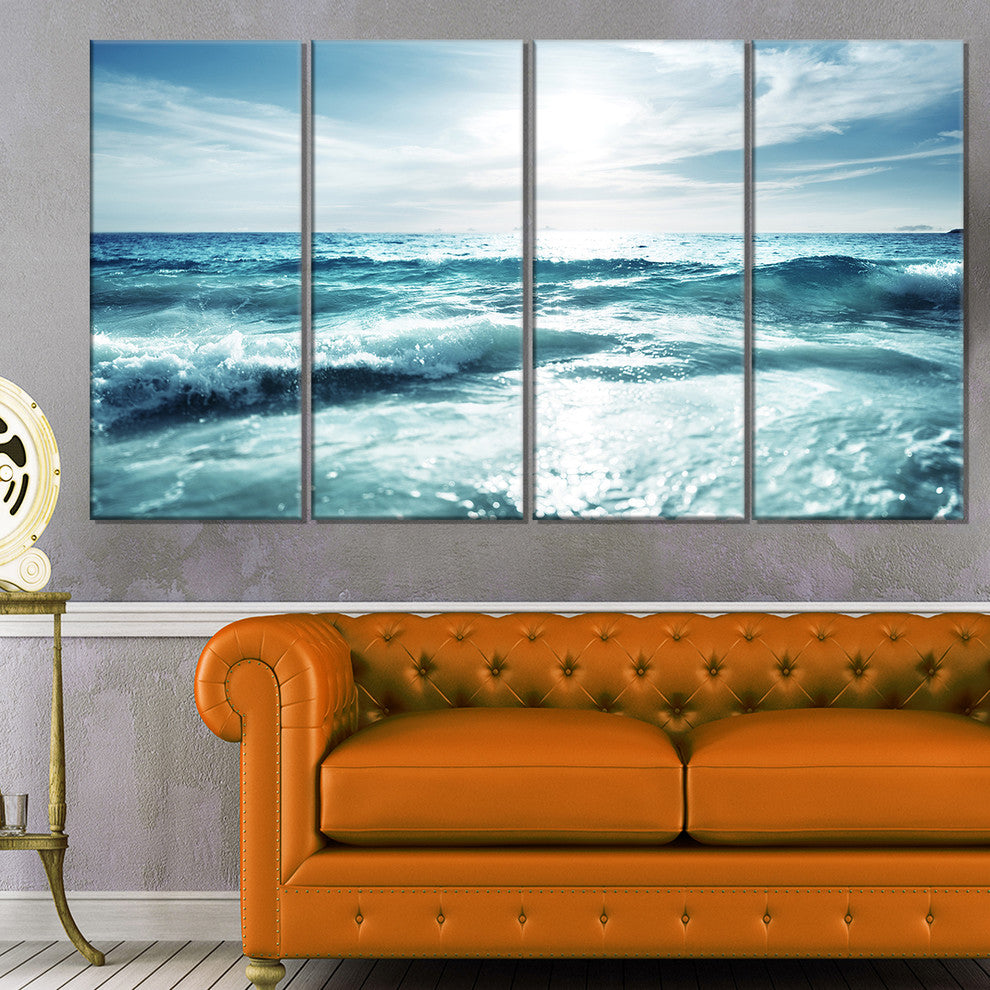 "Seychelles Beach at Sunset" Canvas Print, 4 Panels