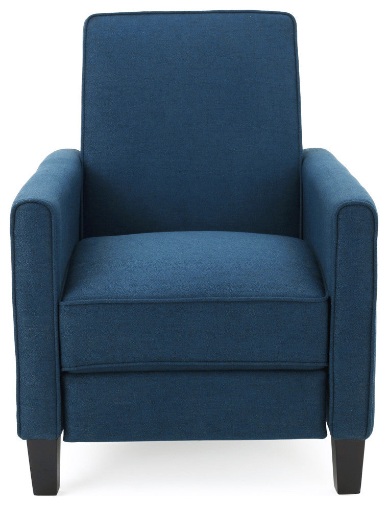 Susan Fabric Recliner, Set of 2, Navy Blue and Dark Brown