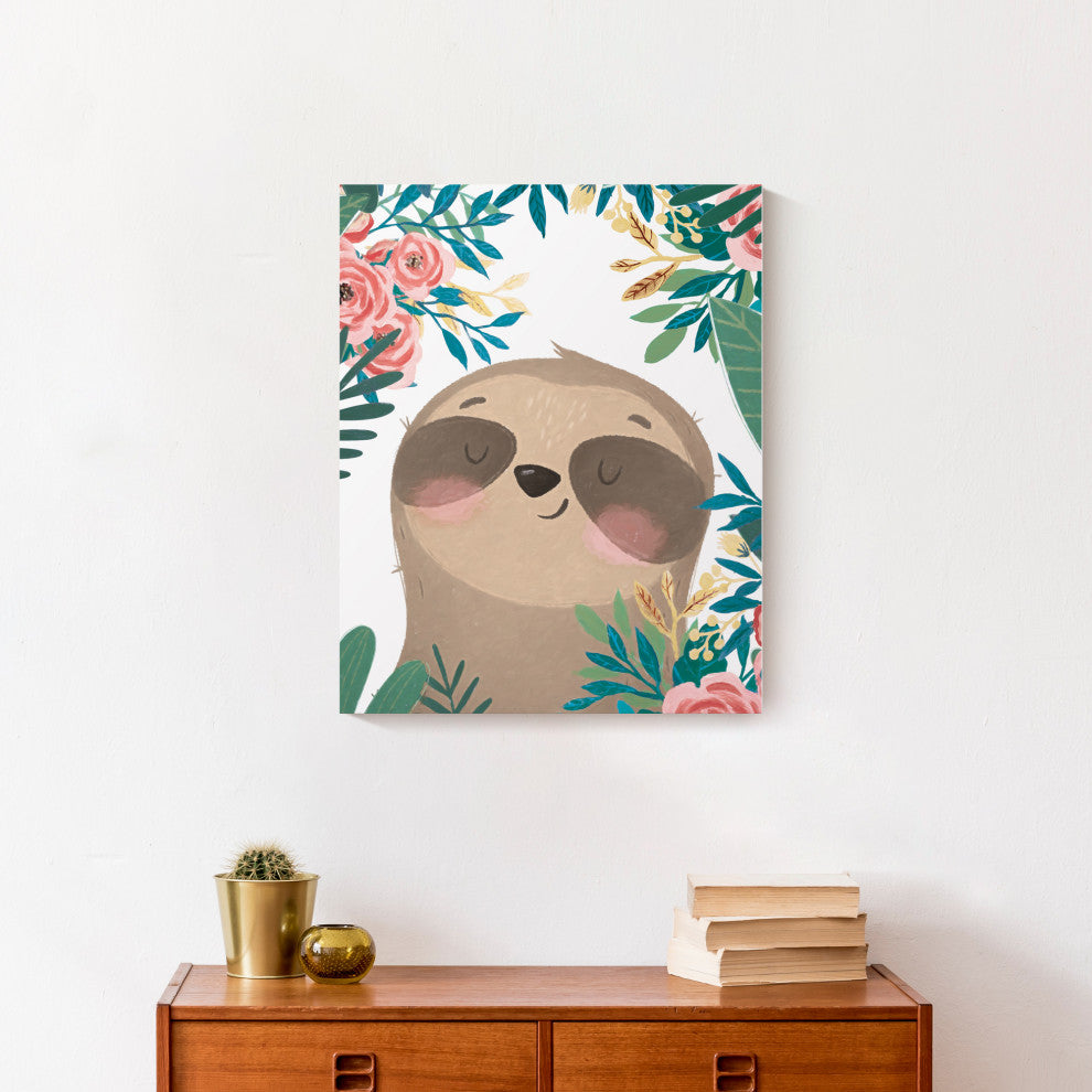Bashful Sloth 16x20 Canvas Wall Art