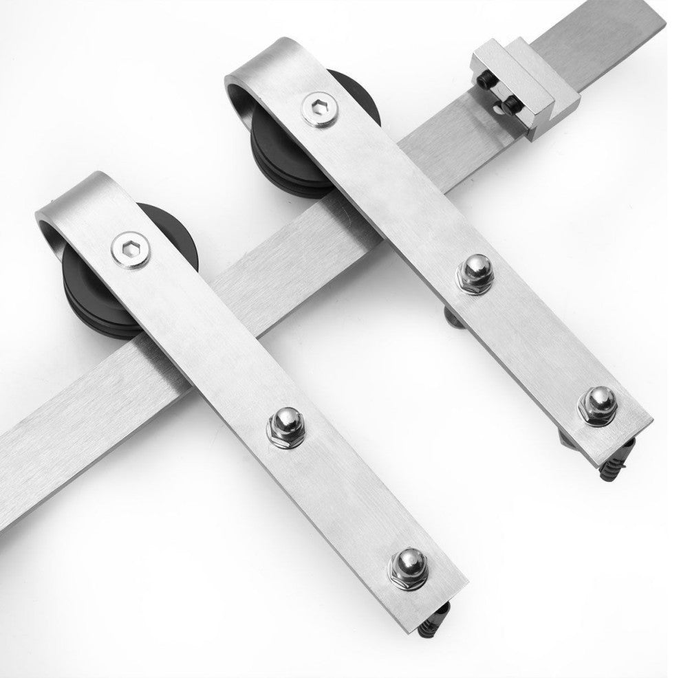Barn Door 32 x 84, Lucia 1299 Matte Black & Mirror, Silver 6.6' Rail