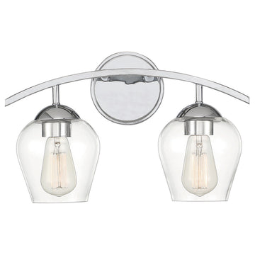 2-Light Bathroom Vanity Light, Matte Black, Chrome