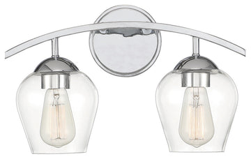 2-Light Bathroom Vanity Light, Matte Black, Chrome