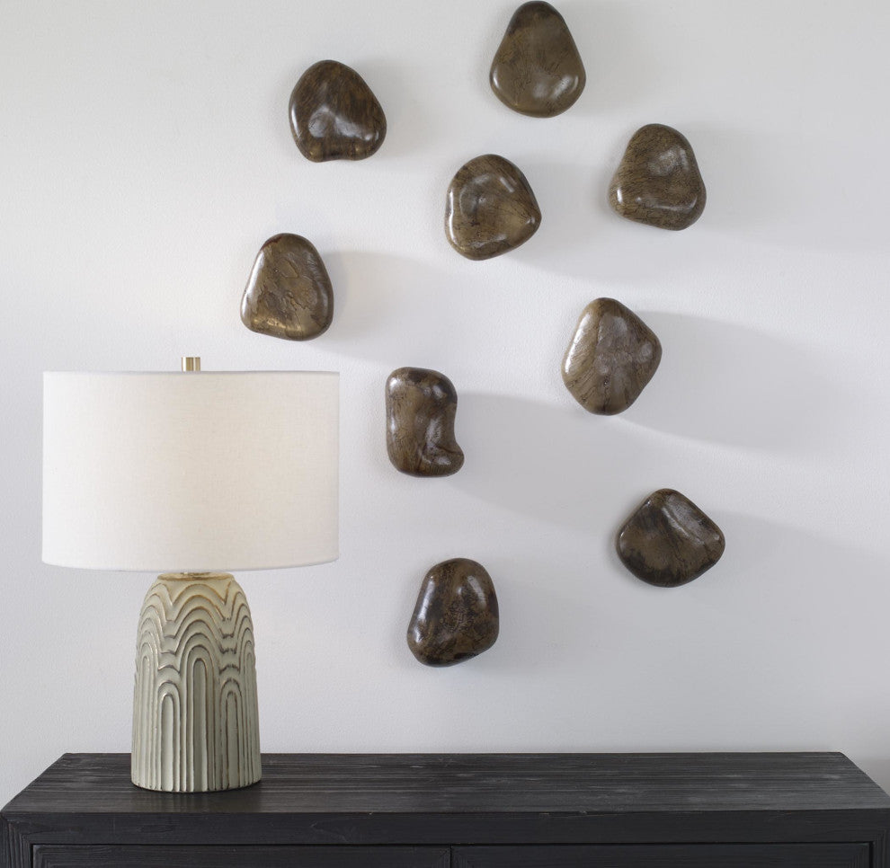 Uttermost 04323 Pebbles 5" Tall Wood Minerals and Rocks Sculpture - Walnut