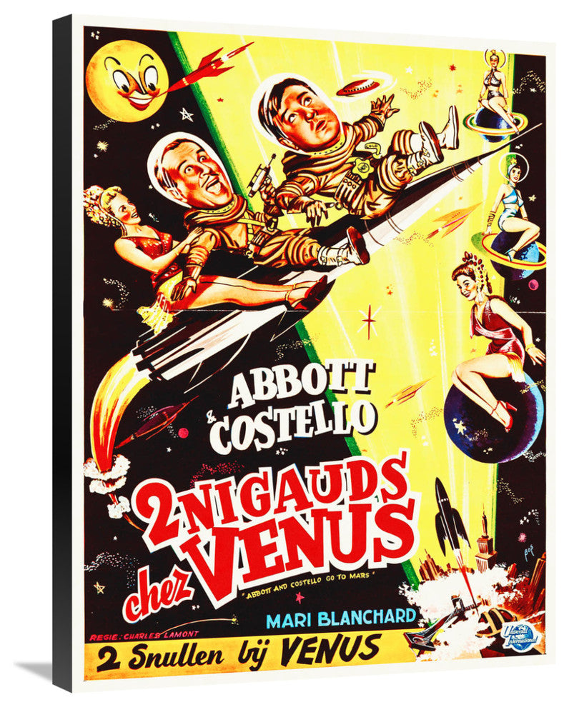"Abbott & Costello - French - Go To Mars" Canvas Giclee, 23"x30"