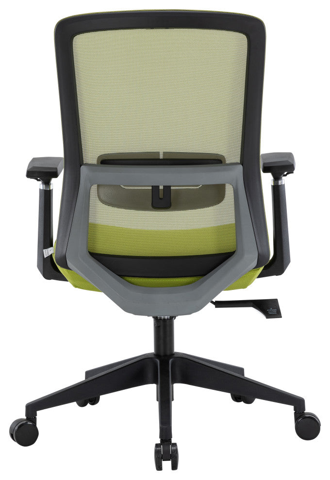 LeisureMod Ingram Modern Mesh Office Task Chair With Adjustable Armrests, Green/Green