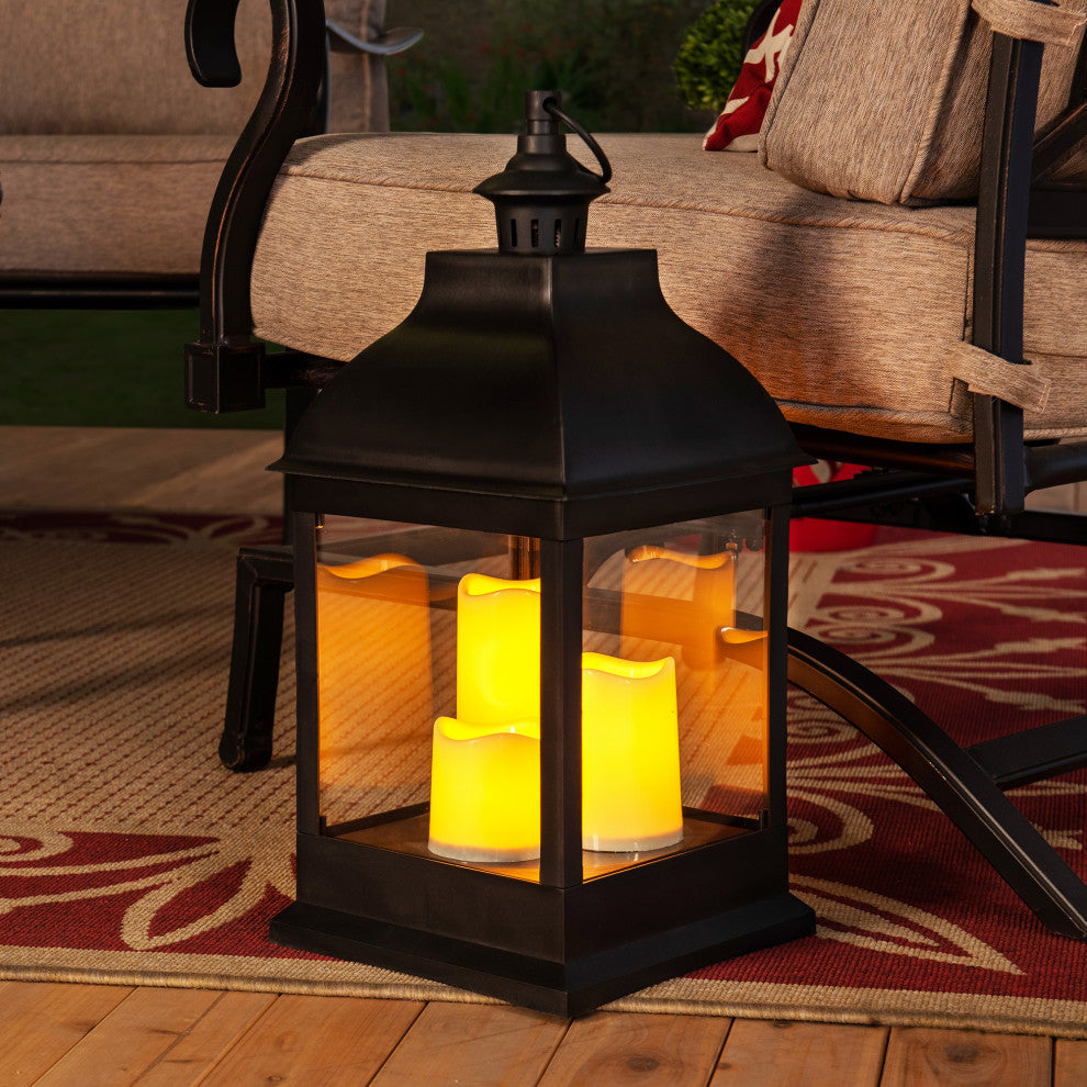 Sunjoy Classic Black 20" Outdoor Battery Powered Lantern