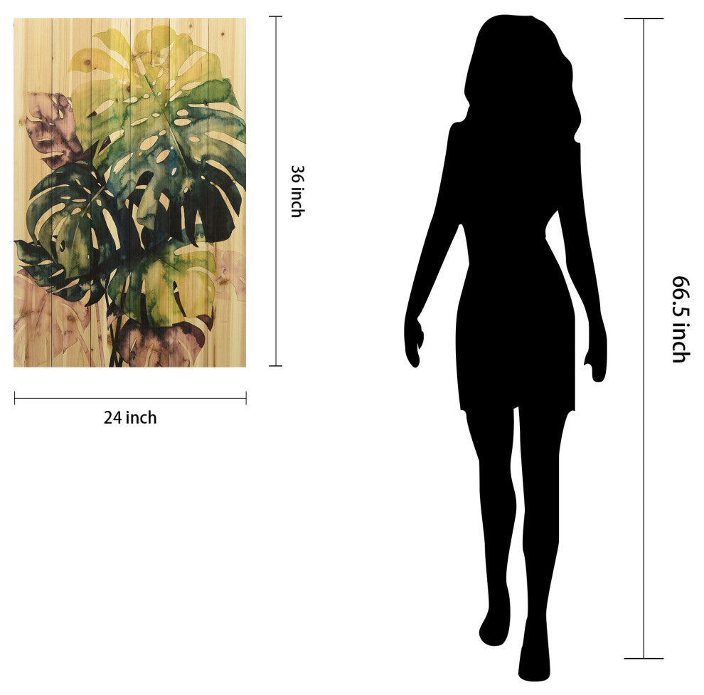 "Twilight Palms" Wood Wall Art Digital Print on Solid Fir Wood Planks, Set of 2