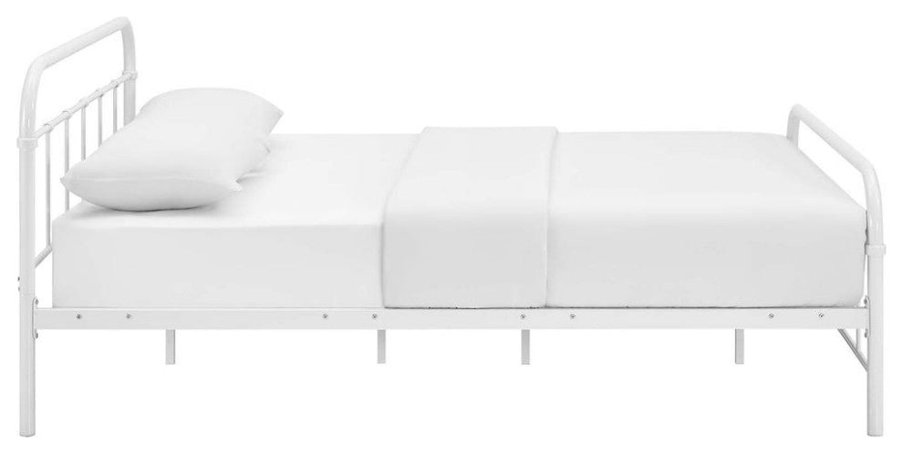 White Maisie Queen Stainless Steel Bed Frame
