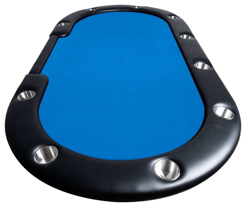 Aces Pro Folding Poker Table, 10 Players, 96" Oval, Blue Velveteen
