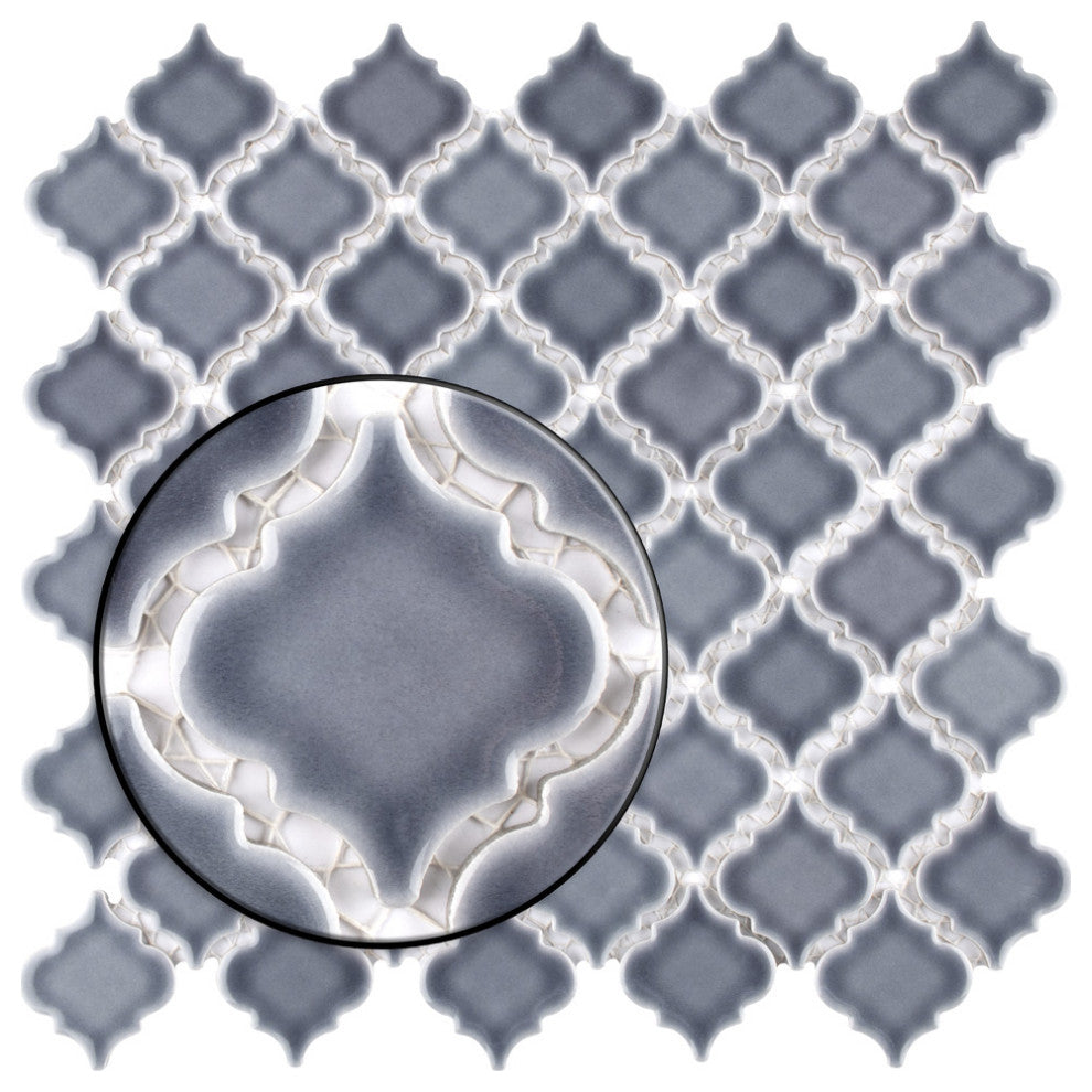 Hudson Tangier Mosaic Floor and Wall Tile, Imperial Grey, Sample
