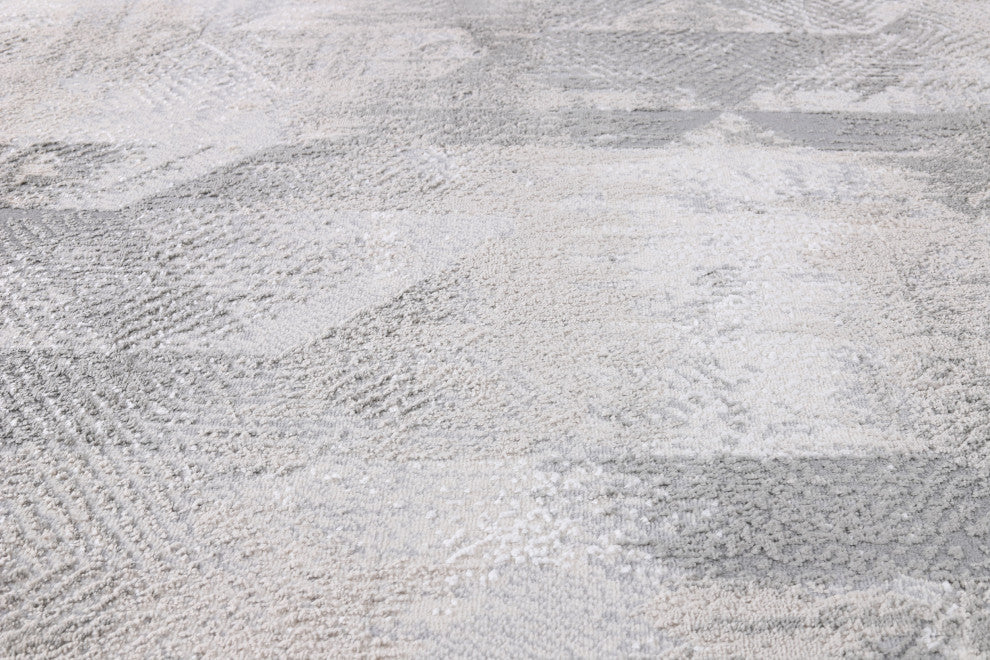 High-Low Wyatt Gray/Beige Rug, Gray, 5'3"x8'