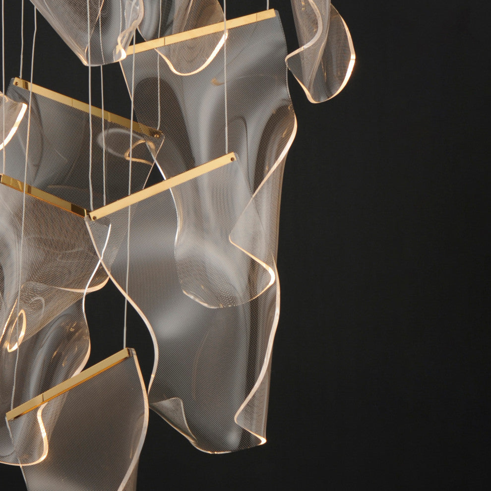 ET2 E24880-133 Rinkle 36"W LED Multi Light Abstract Pendant - French Gold