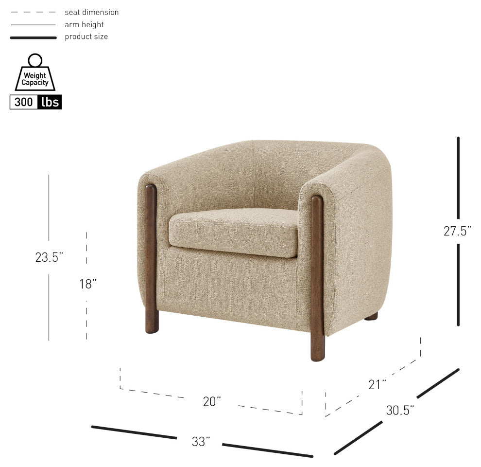 Ruth Accent Arm Chair, Barley Beige, Fabric