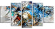 Motorcycle Headlight Watercolor, Contemporary Canvas Print, 60"x32", 5 Panels