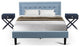 3Pc Fannin Wooden Bedroom Set, 1 Platform Bed Frame, 2 Nightstands, Denim Blue