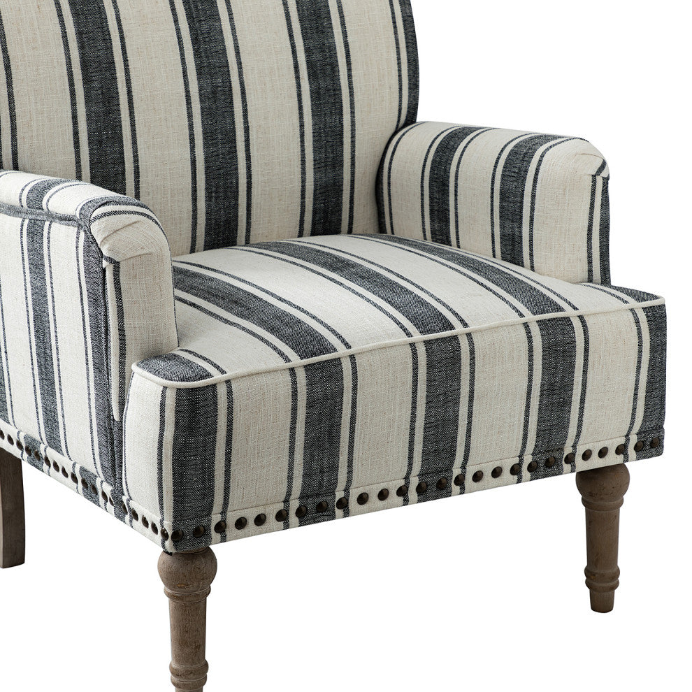 Comfy Living Room Armchair With Stripe Design Set of 2, Black