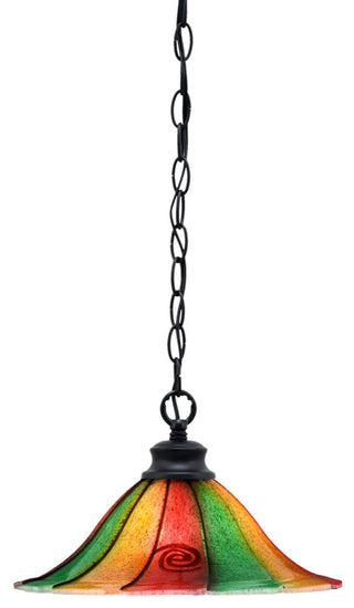 Chain 1-Light Chain Hung Pendant, Matte Black/Mardi Gras