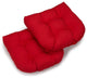 19" U-Shaped Twill Tufted Dining Chair Cushion, Set of 2, Red