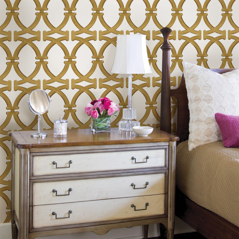 Links Peel and Stick Vinyl Wallpaper, Gold, 24"w X 108"h