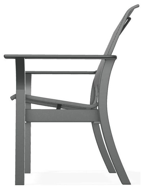 Leeward Sling Stackable Outdoor Dining Chair, Titanium/Graphite