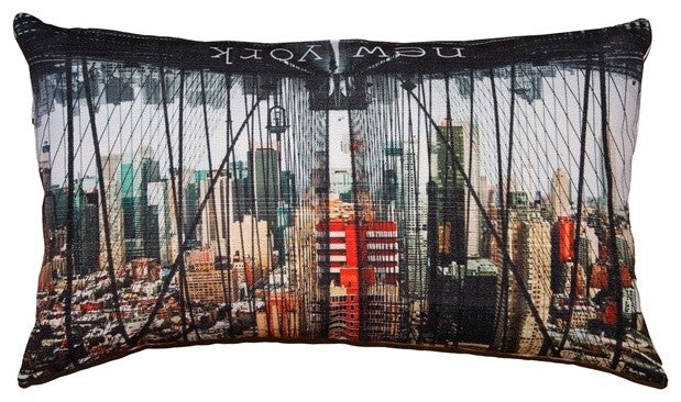 Pillow Decor - New York Brooklyn Bridge Throw Pillow 12x20