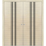 Solid French Double Doors 64 x 96 | Planum 0011 Natural Veneer with