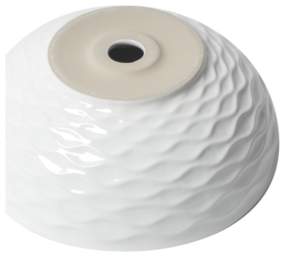 White 17" Decorative Round Vessel Above Mount Ceramic Sink