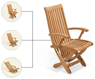 7-Piece Outdoor Teak Dining Set, 94" Extension Oval Table, 6 Warwick Arm Chairs