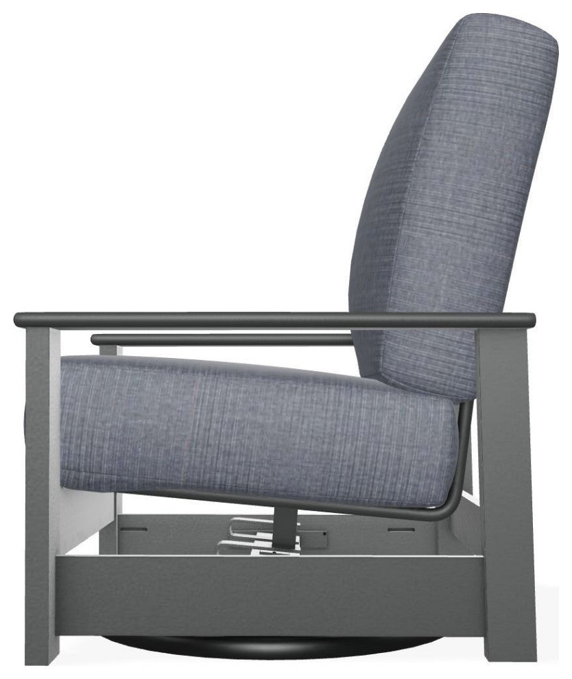 Leeward Deep Seat Outdoor Hidden Swivel Rocker, Proven Denim/Graphite