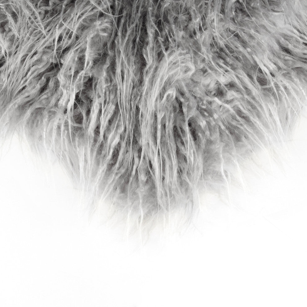 Frisco Mongolian Sheepskin Faux Fur Pillows, Set of 2, Sage Gray, 12"x20"