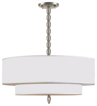Crystorama Luxo Satin Nickel Chandelier, Silver Silk Shimmer Shade
