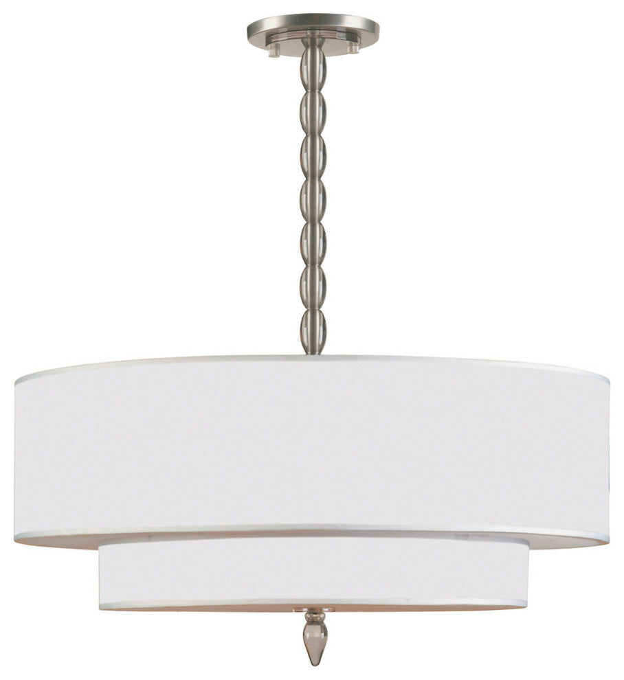 Crystorama Luxo Satin Nickel Chandelier, Silver Silk Shimmer Shade