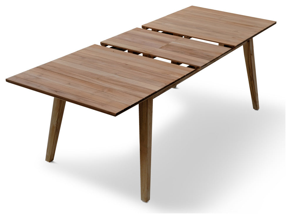 ROSSIO - ICOO Outdoor 6+1 Piece Retractable Teak Dining Set, Brown, 82'inch