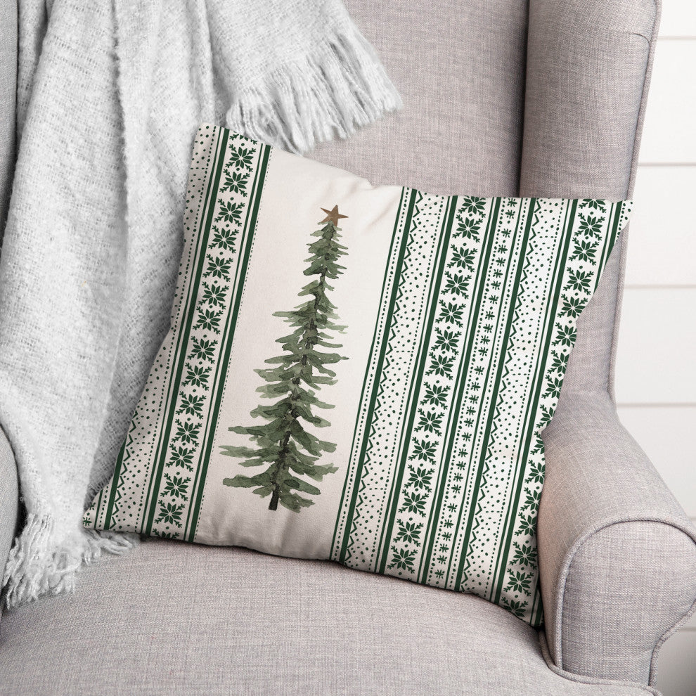 Christmas Tree Green Pattern 1 16x16 Spun Poly Pillow