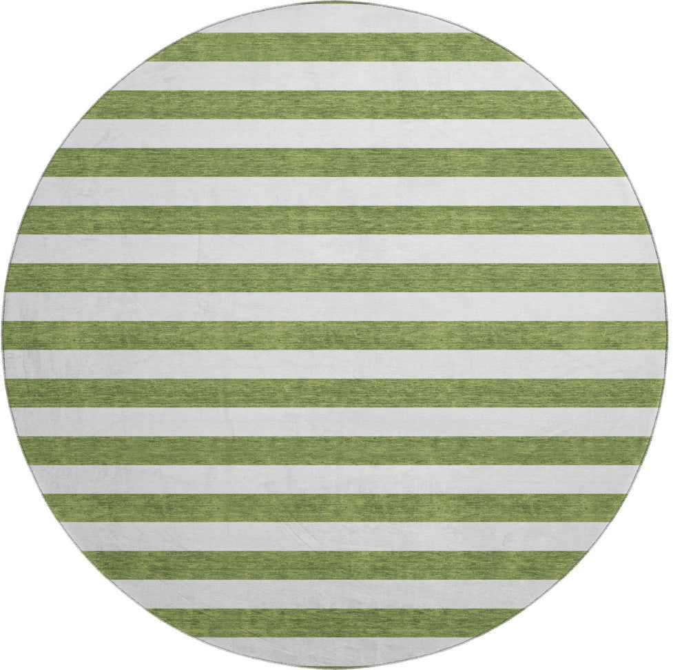 Premium Machine Washable Mayfield AMF528 Olive 8' x 8' Round Rug