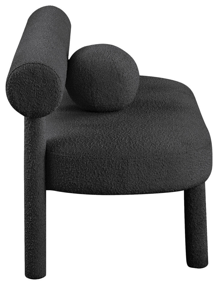 Parlor Boucle Fabric Upholstered Bench, Black