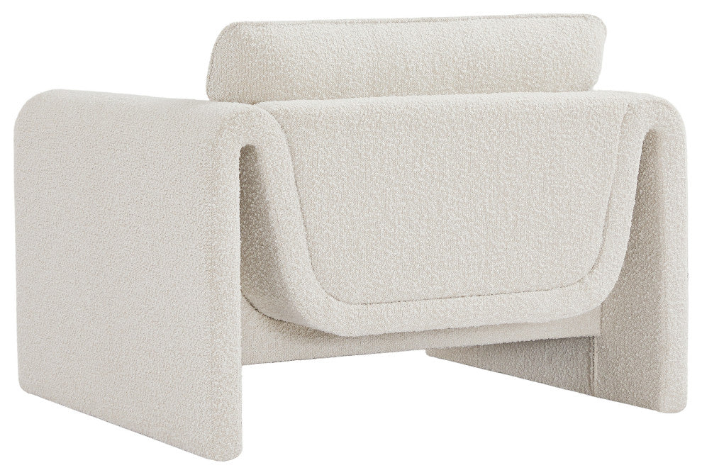 Stylus Boucle Fabric Upholstered Chair, Cream