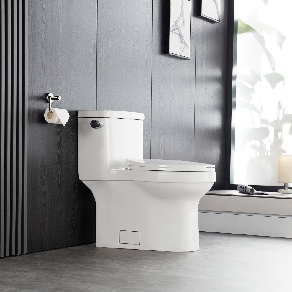 White ADA Comfortable Height toilet Elongated One Piece High-Efficiency Flush