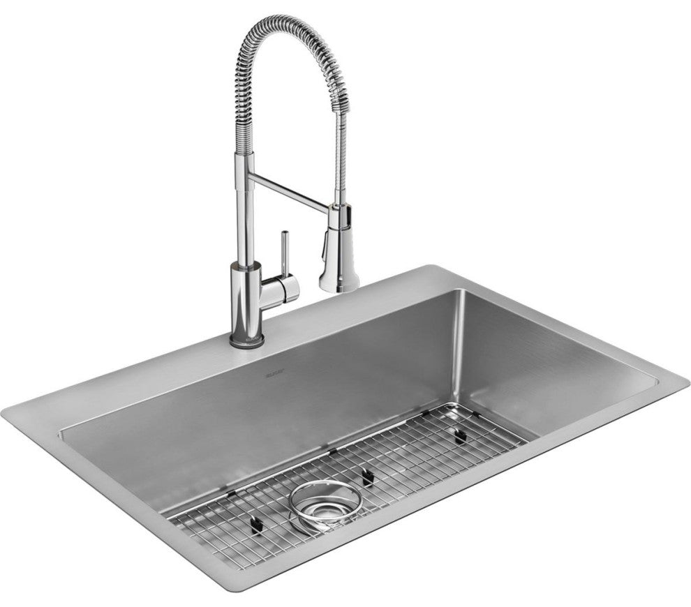 Elkay Crosstown 18 Gauge Stainless Steel Sink Kit with Faucet