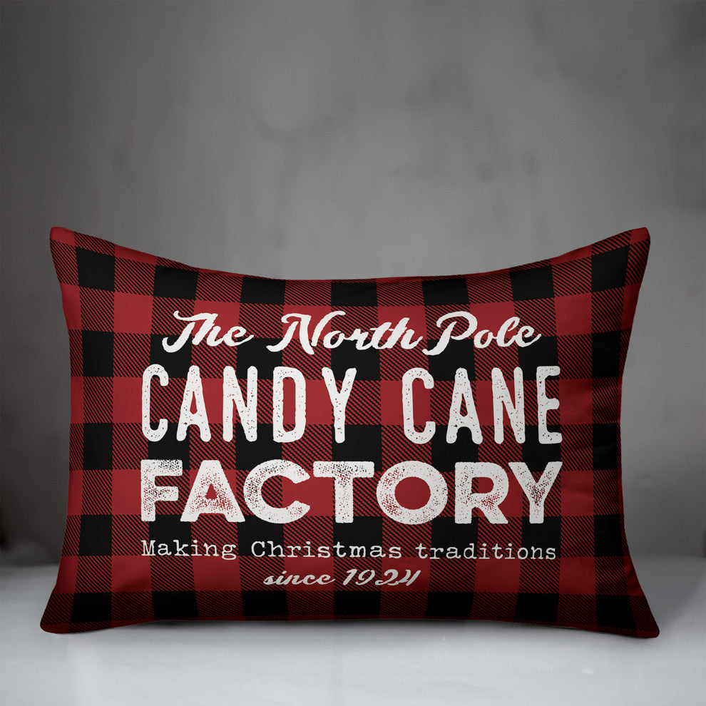 Plaid The North Pole Candy Cane Factory 14"x20" Throw Pillow