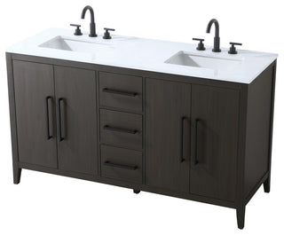 Home Living 60" Double Bathroom Vanity, Mocha Brown